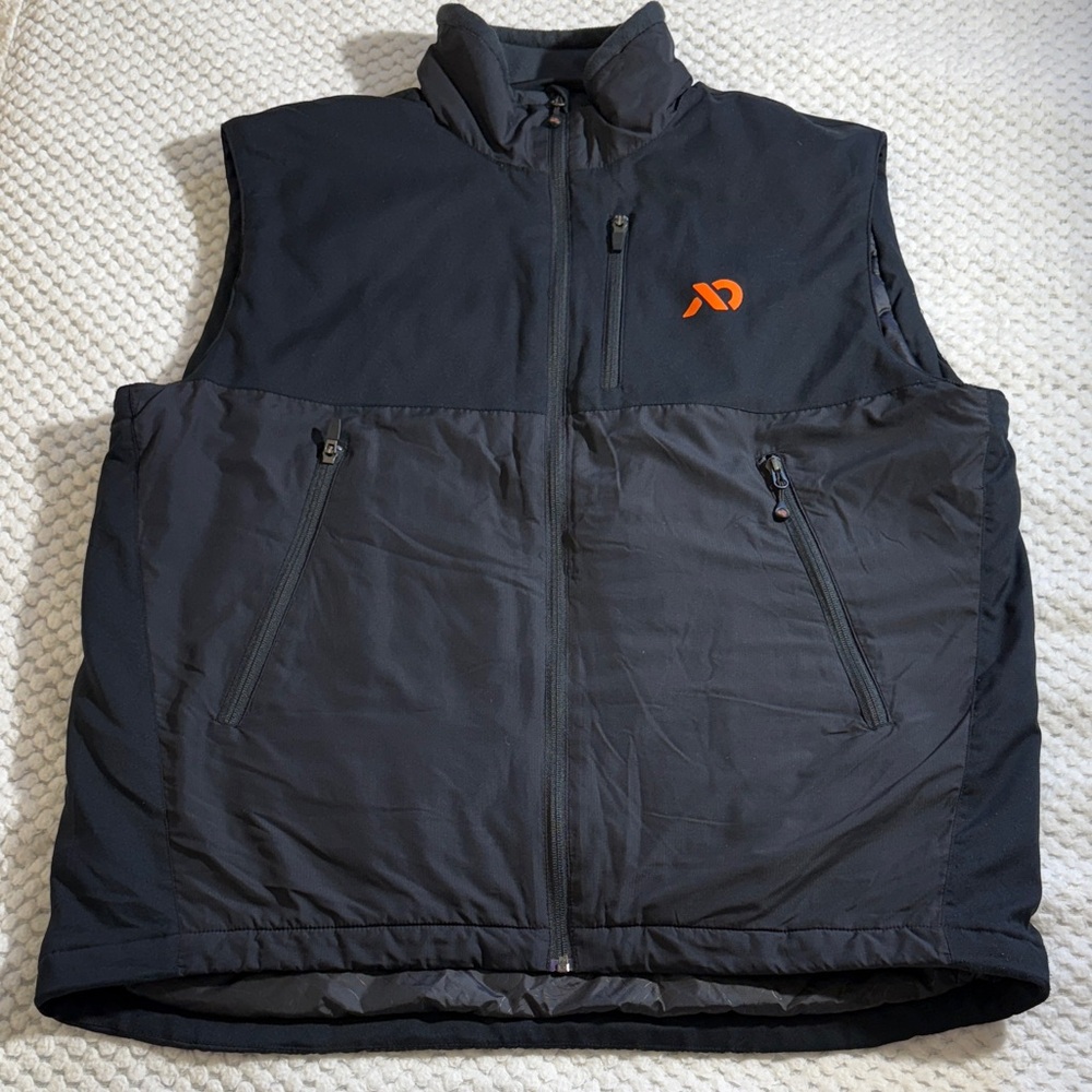 First Lite Uncompahgre Black Vest with Orange Logo